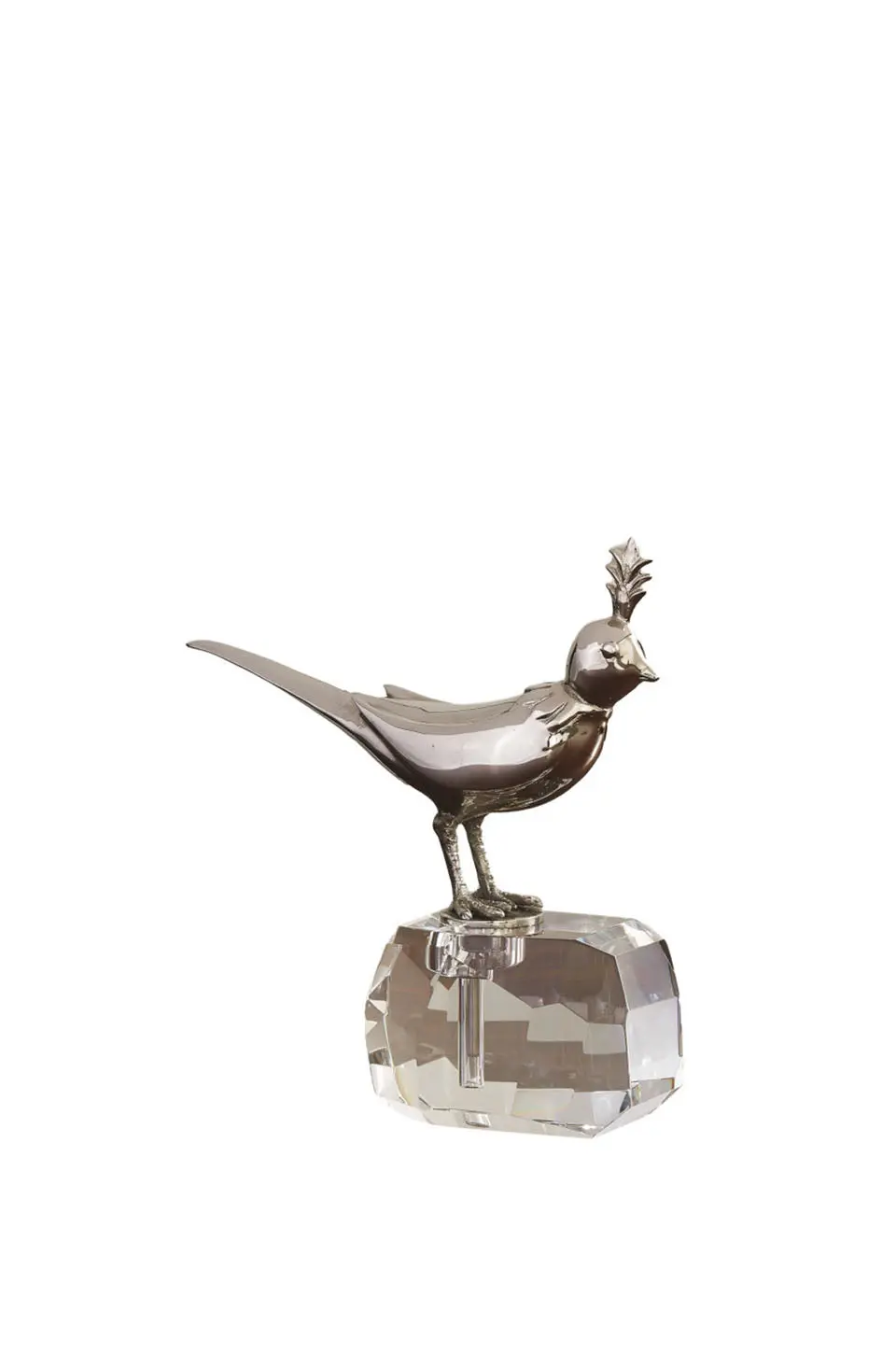Global Views Bird On Crystal Rock In Nickel 1