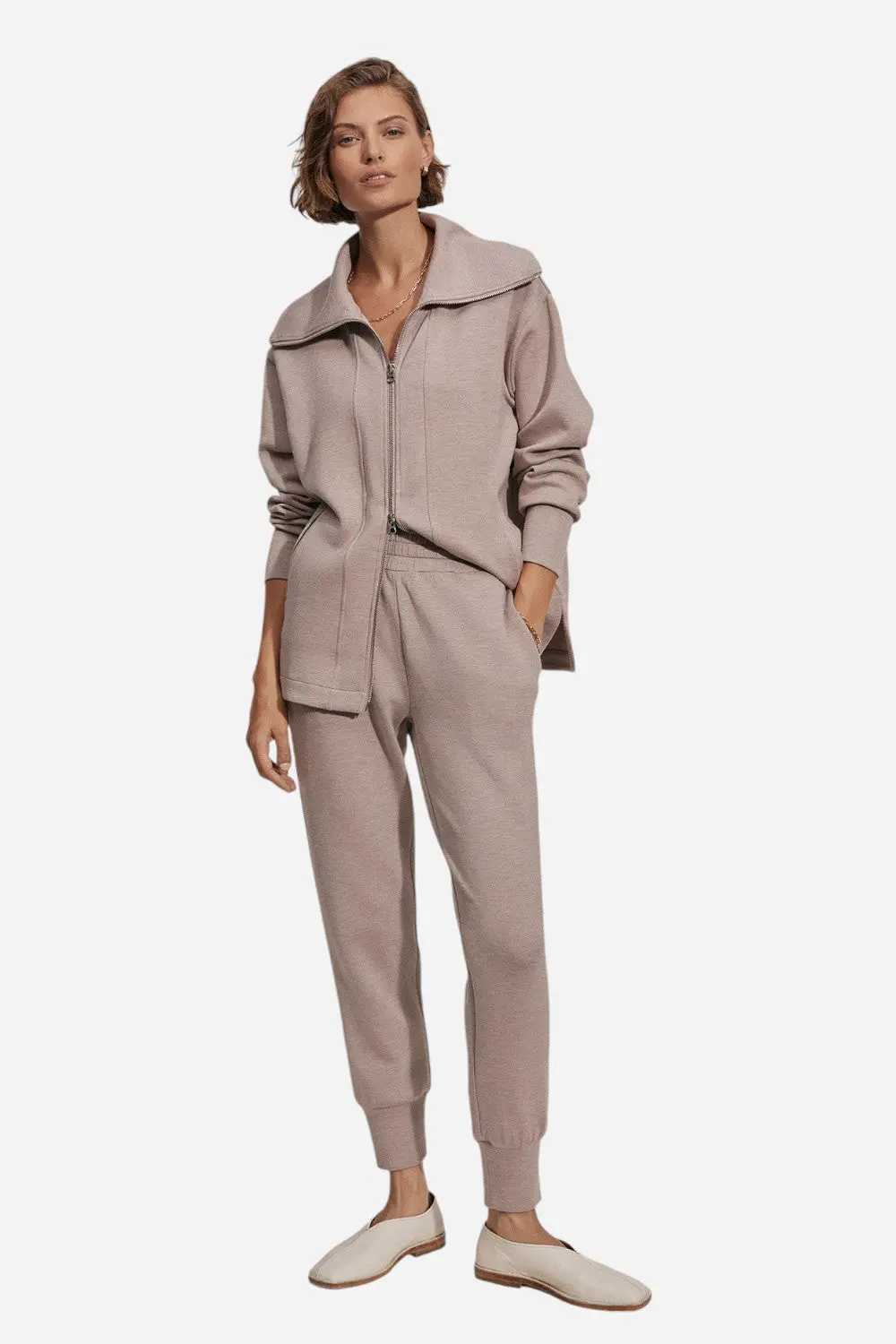 Varley The Slim Cuff Pant 25" In Taupe Marl 1