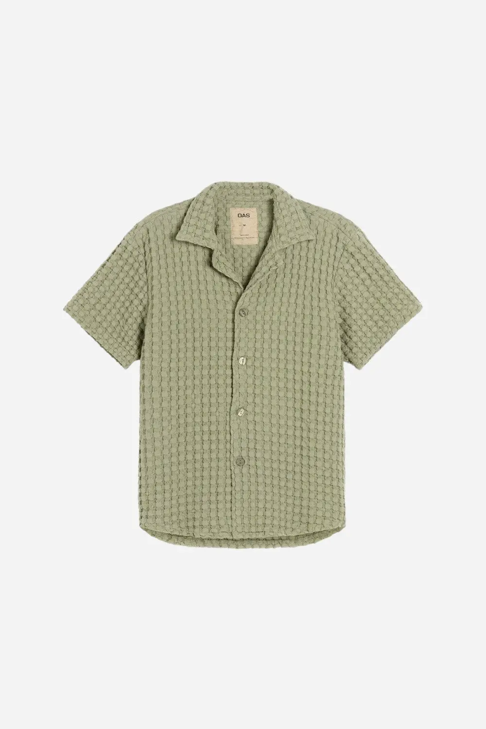 Oas Dusty Green Cuba Waffle Shirt 1