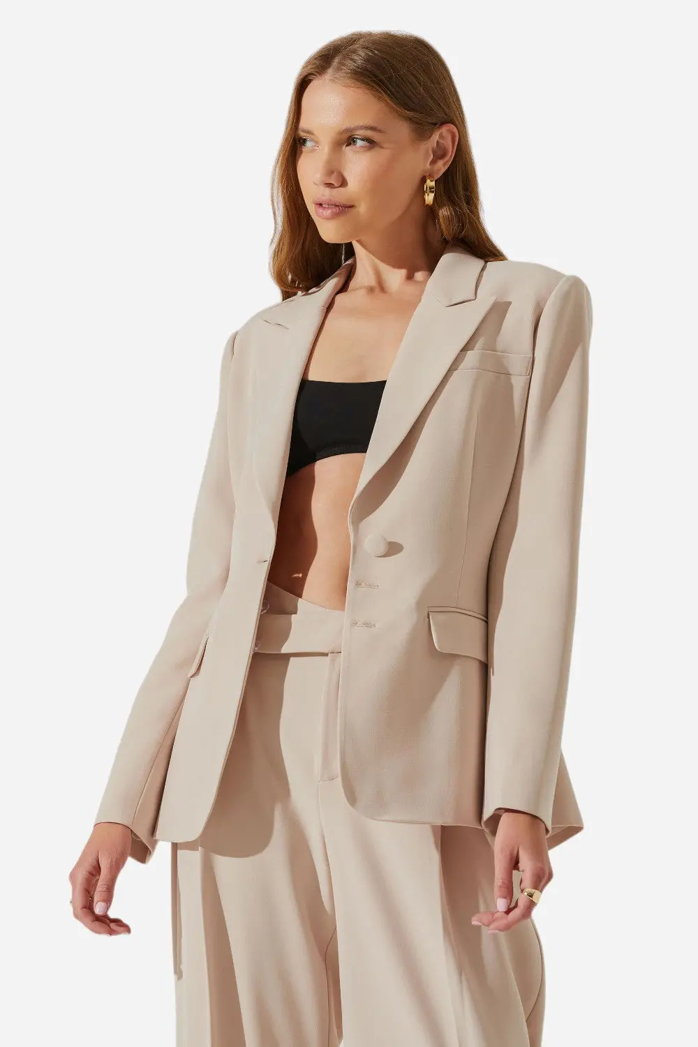 Astr The Label Rubina Cutout Blazer In Natural 1