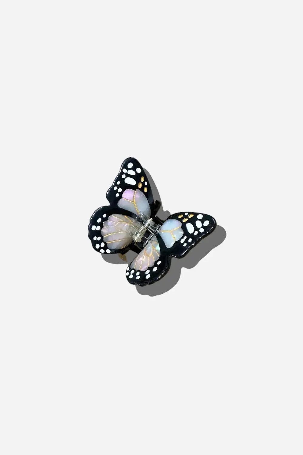 Solar Eclipse Hand-Painted White Mini Monarch Claw Hair Clip 1