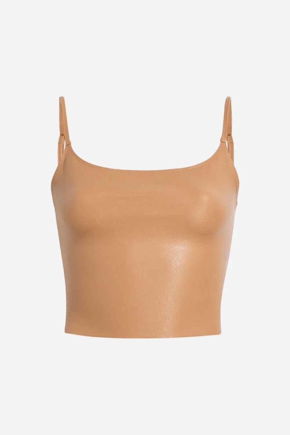 Commando Faux Leather Cami Crop Top In Camel 1