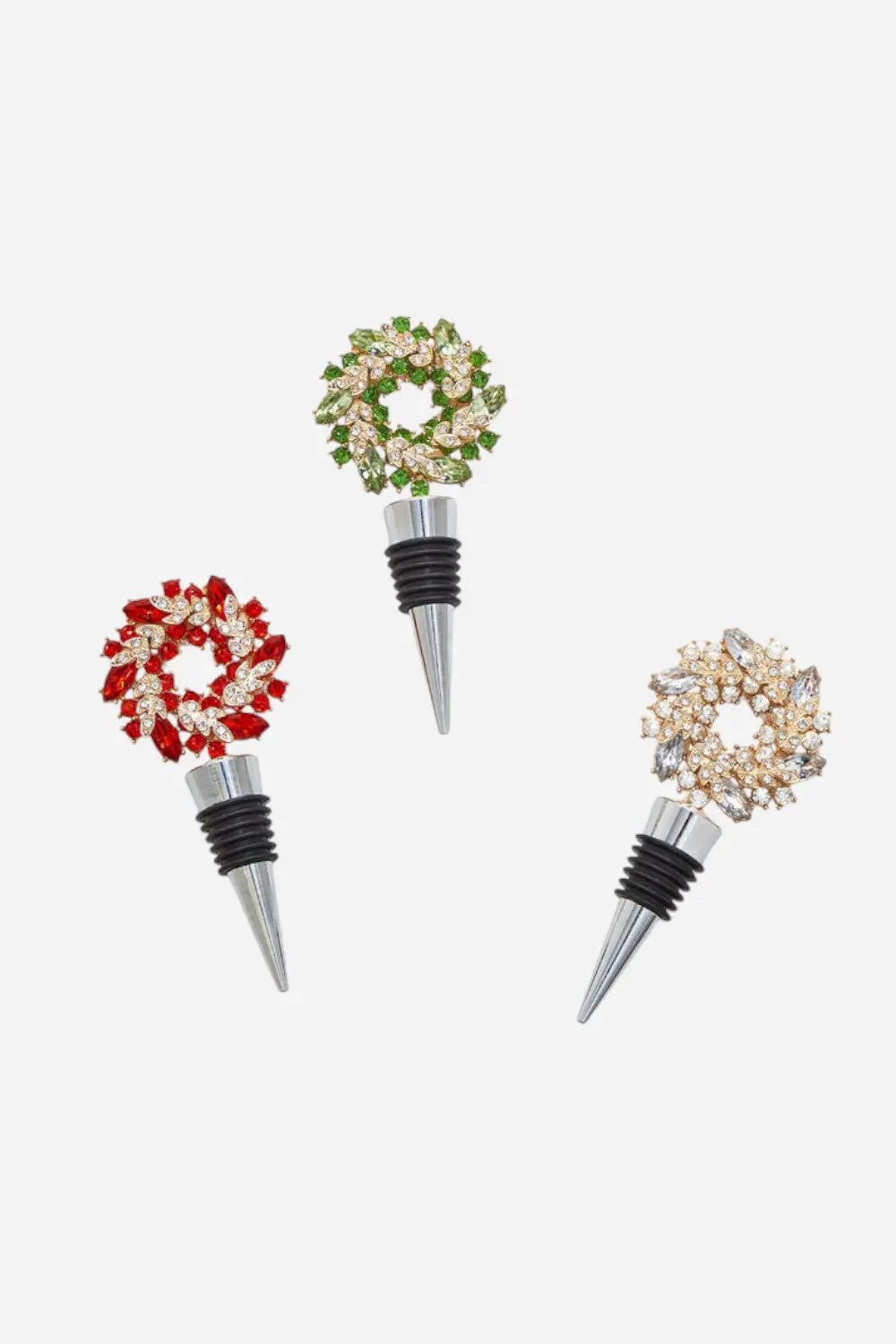 Holiday Wreath Jeweled Bottle Stopper 1
