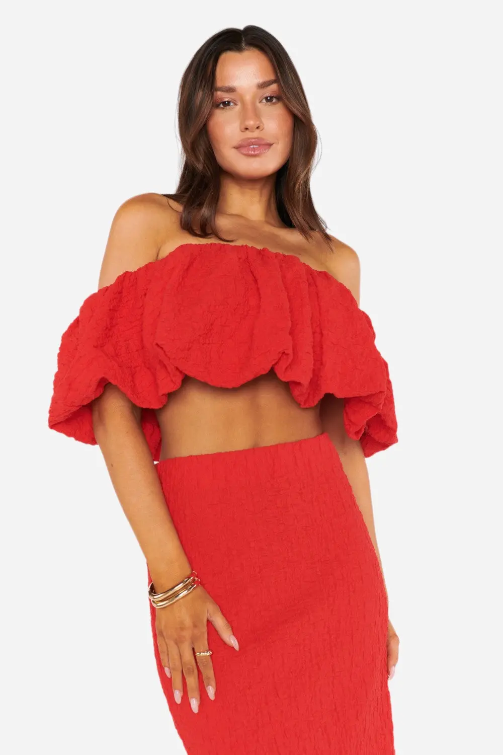 Show Me Your Mumu Maria Top In Red Scrunch 1