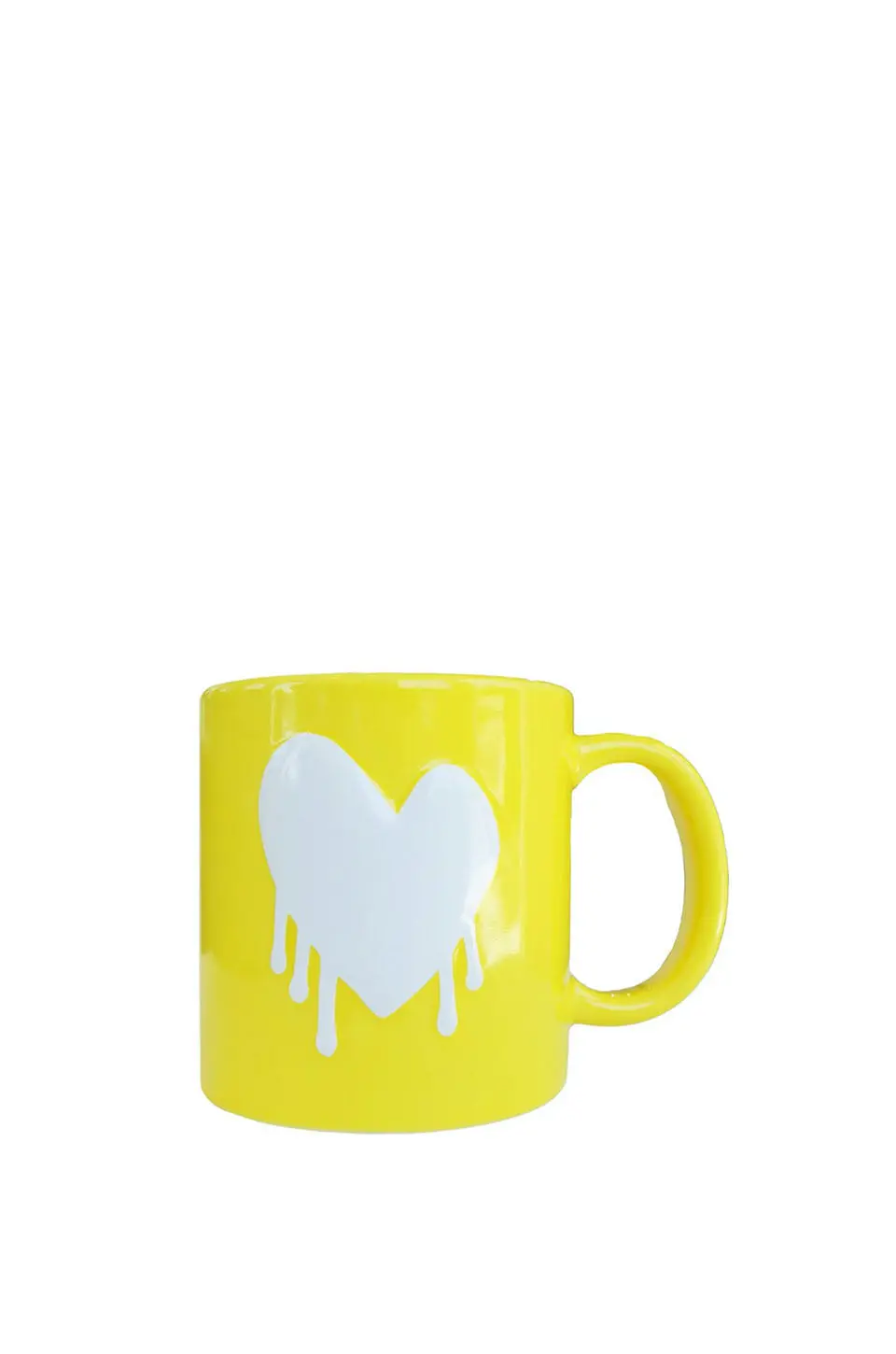 Kerri Rosenthal Drippy Heart Mug In Sunshine And White 1