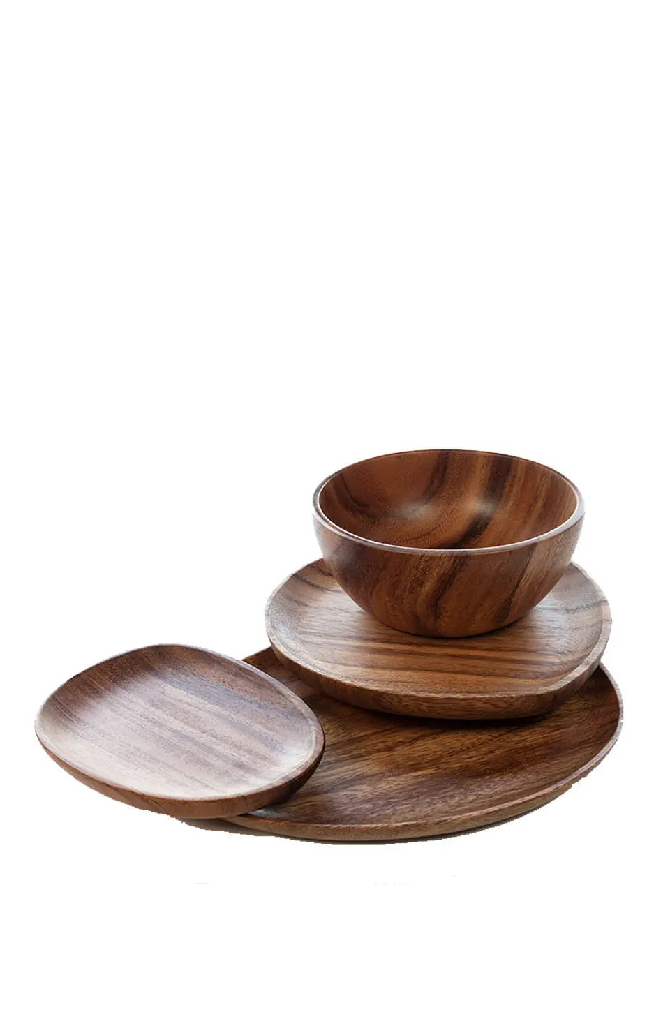 Ohom Foree Wood Dinnerware, Set Of 4 1