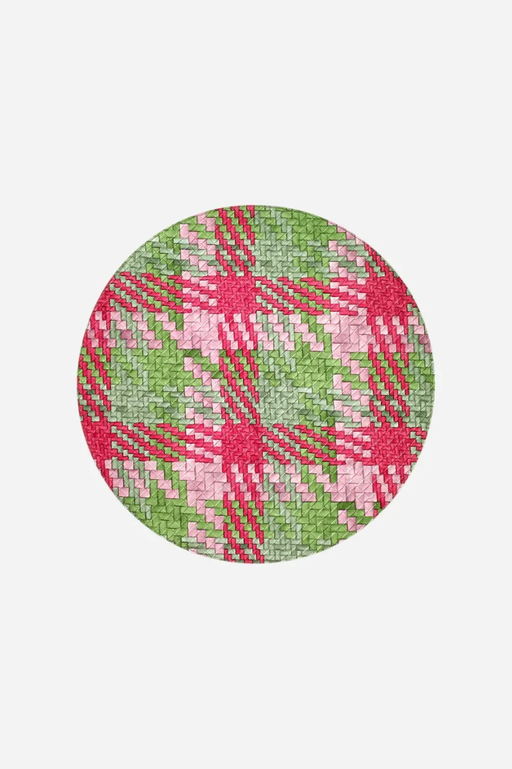 Bodrum Group Nantucket 15" Round Placemats In Green/Pink, Set Of 4 1