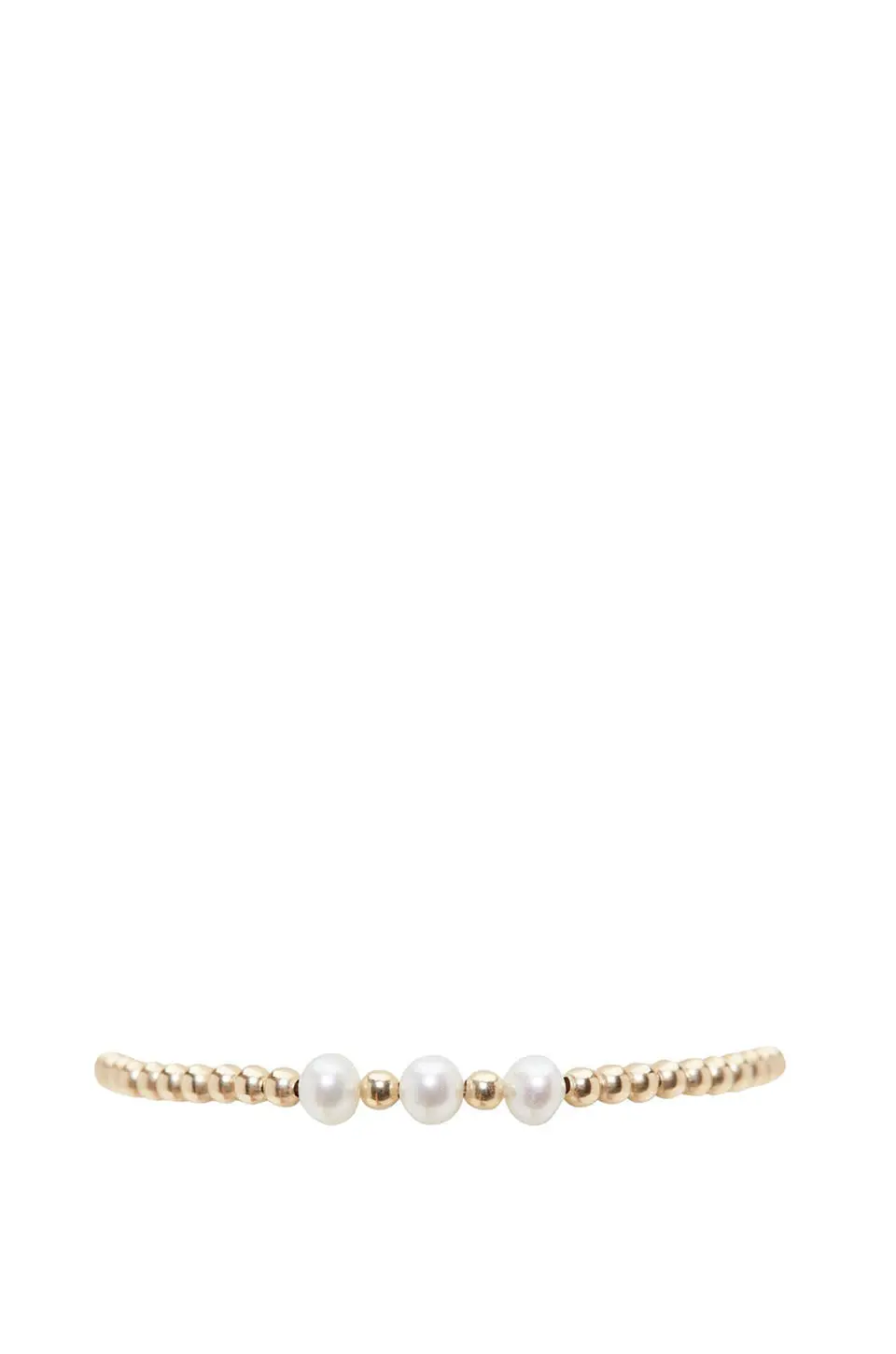 Karen Lazar 3Mm Yellow Gold Filled Bracelet With 3 White Pearl Pattern Size 6.25 1
