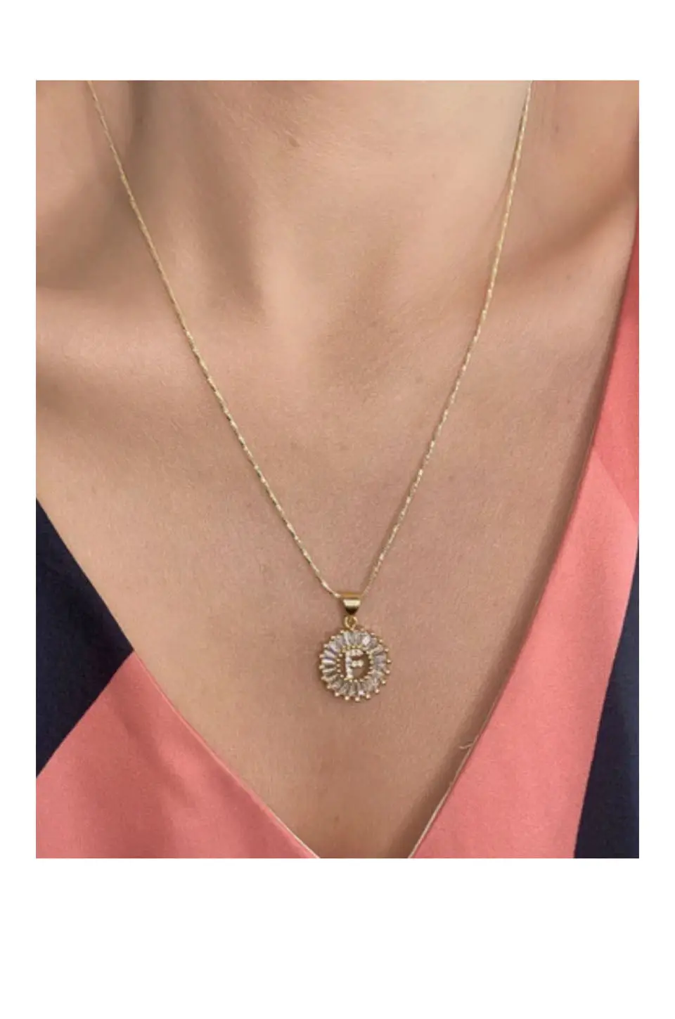 Farrah B G Initial Round Cz Necklace 1