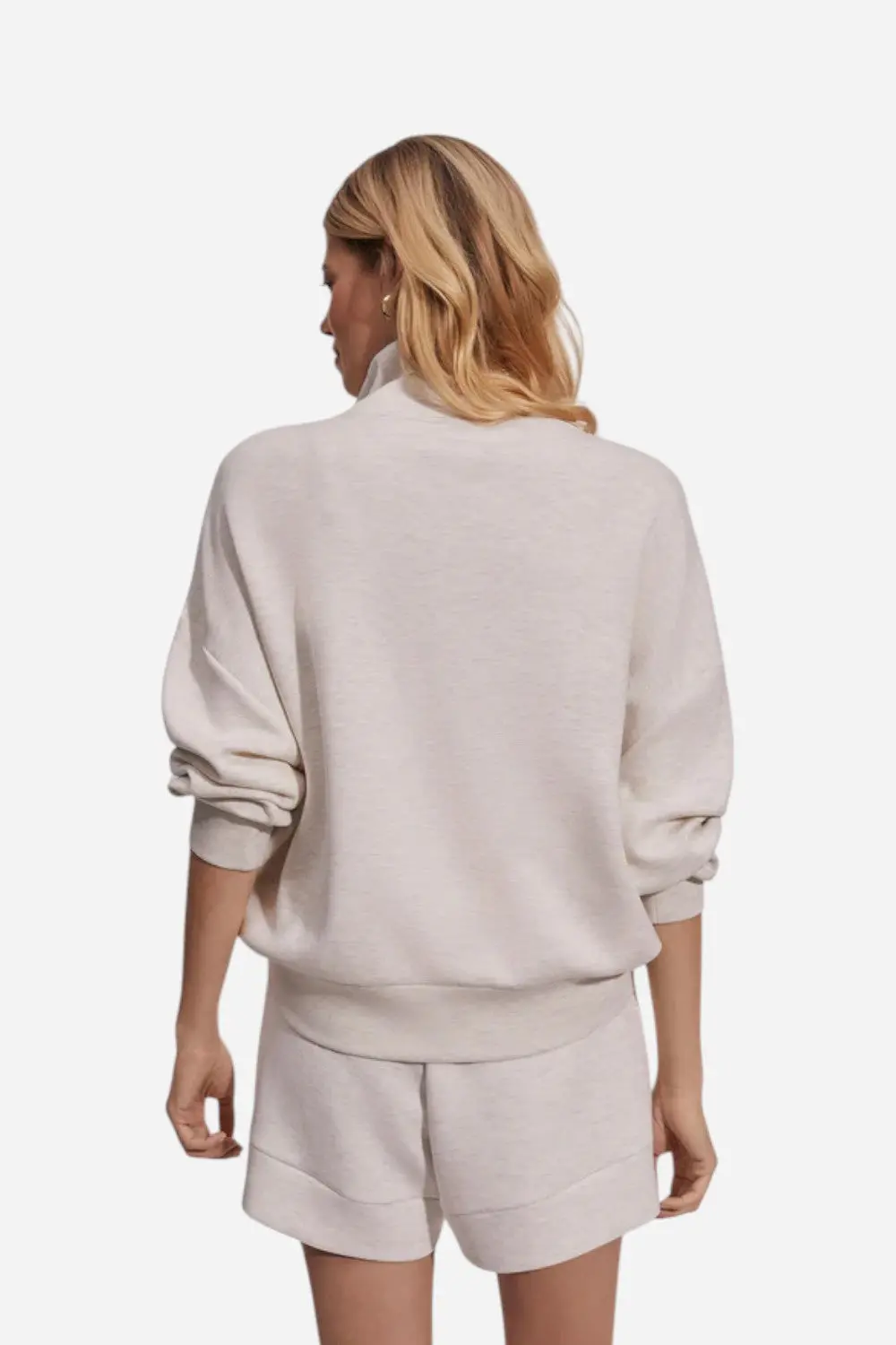 Varley Hawley Half Zip Sweatshirt In Ivory Marl 2