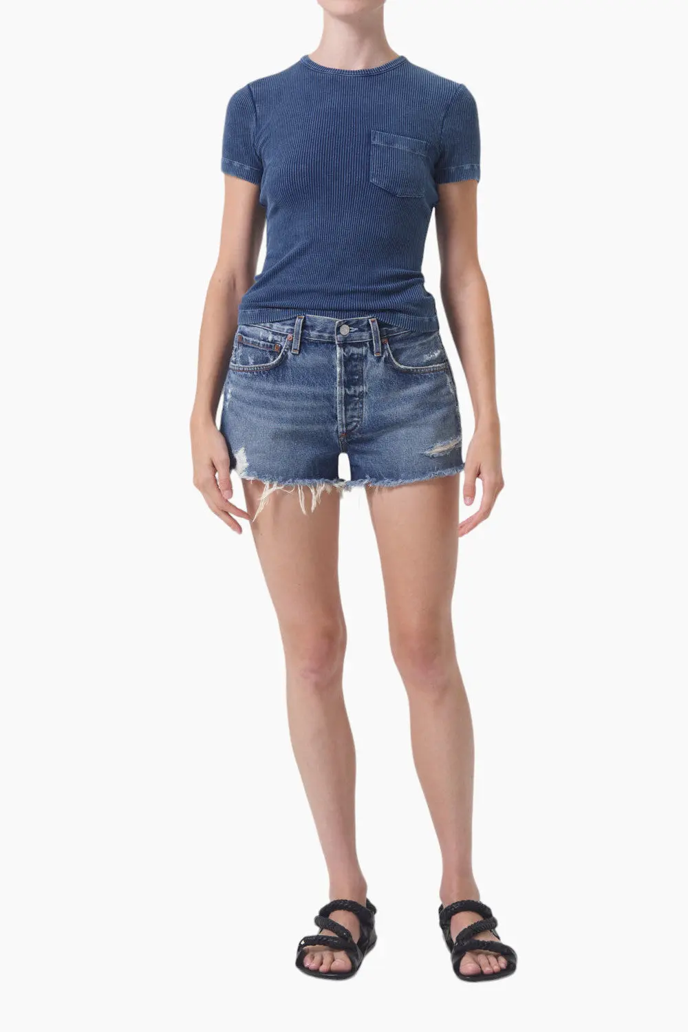 Agolde Parker Vintage Cut Off Short In Dark Swapmeet 1