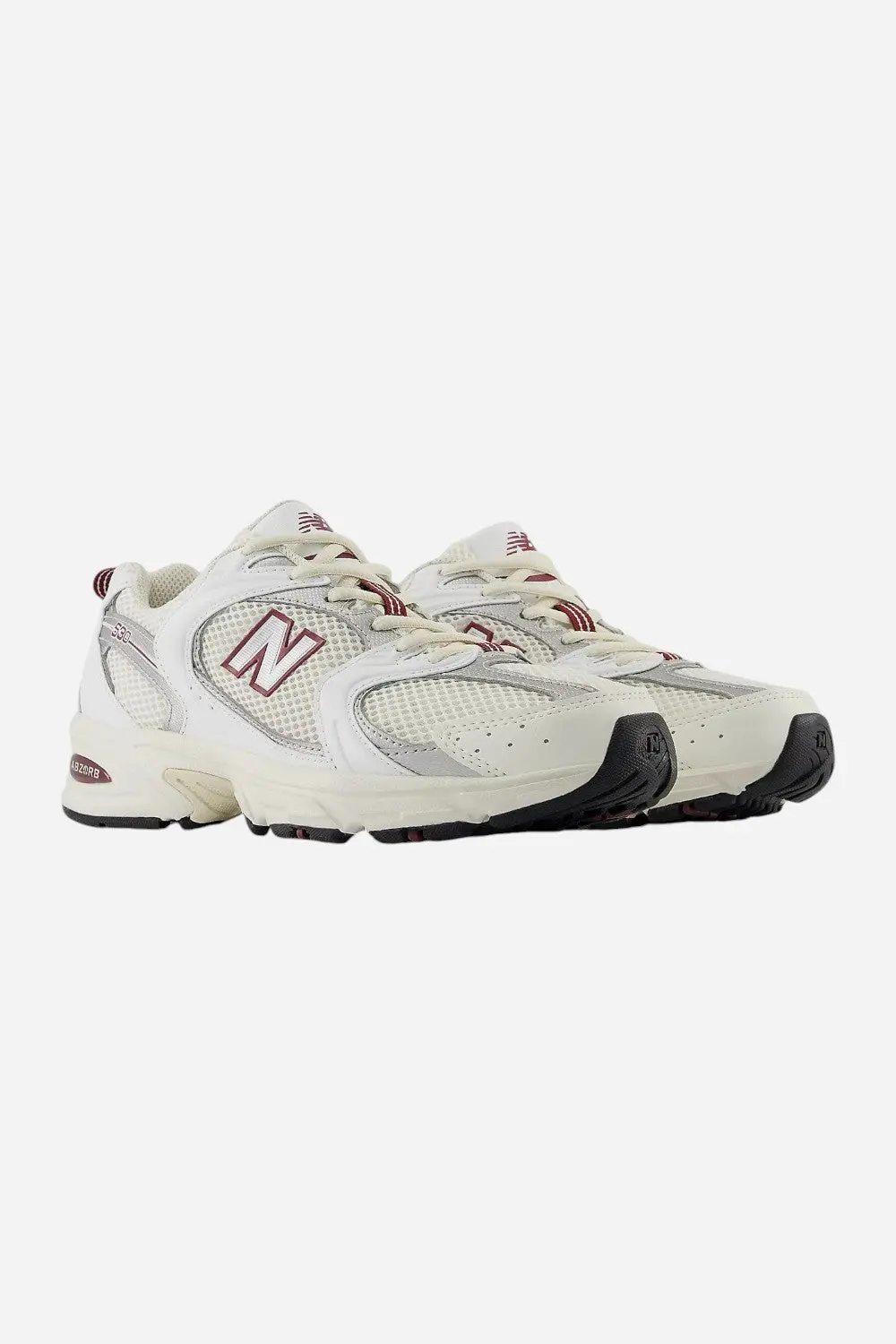 Unisex New Balance 530 Sneakers In Sea Salt With White And Mercury Red 3