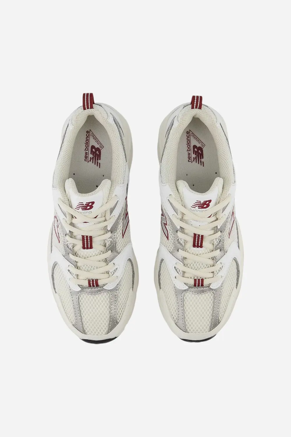 Unisex New Balance 530 Sneakers In Sea Salt With White And Mercury Red 4