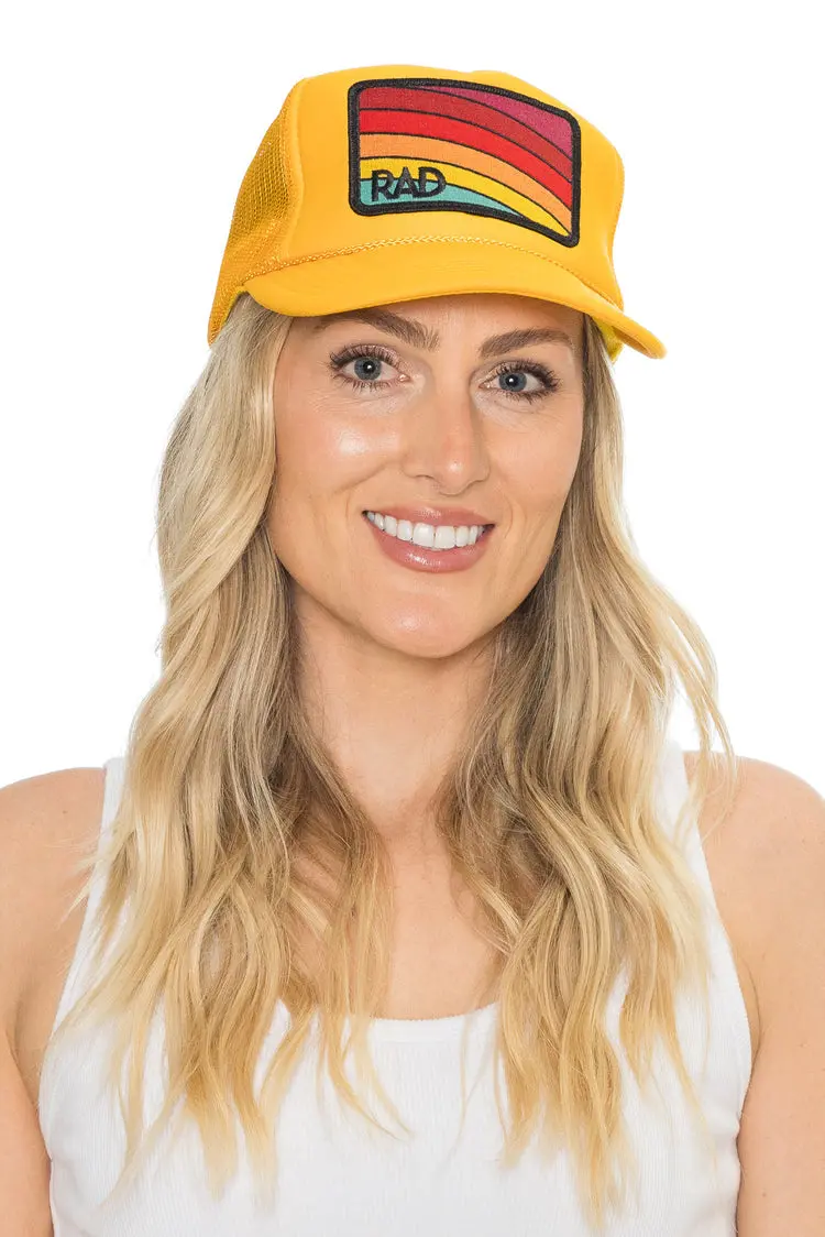 Friday Feelin Rad Trucker Hat In Gold 2