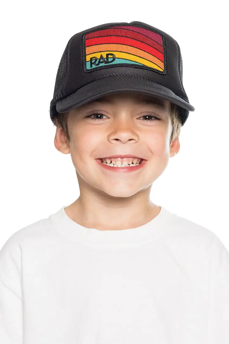Friday Feelin Rad Youth Trucker Hat In Black 2