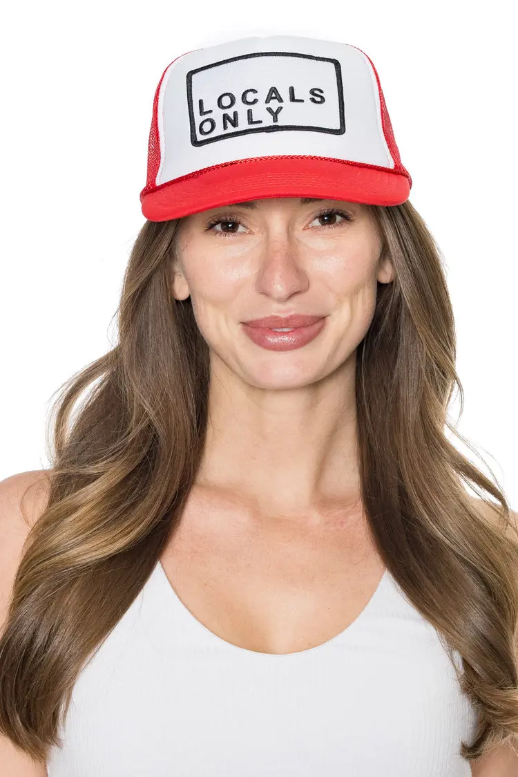Friday Feelin Locals Only Trucker Hat In Red Split 2