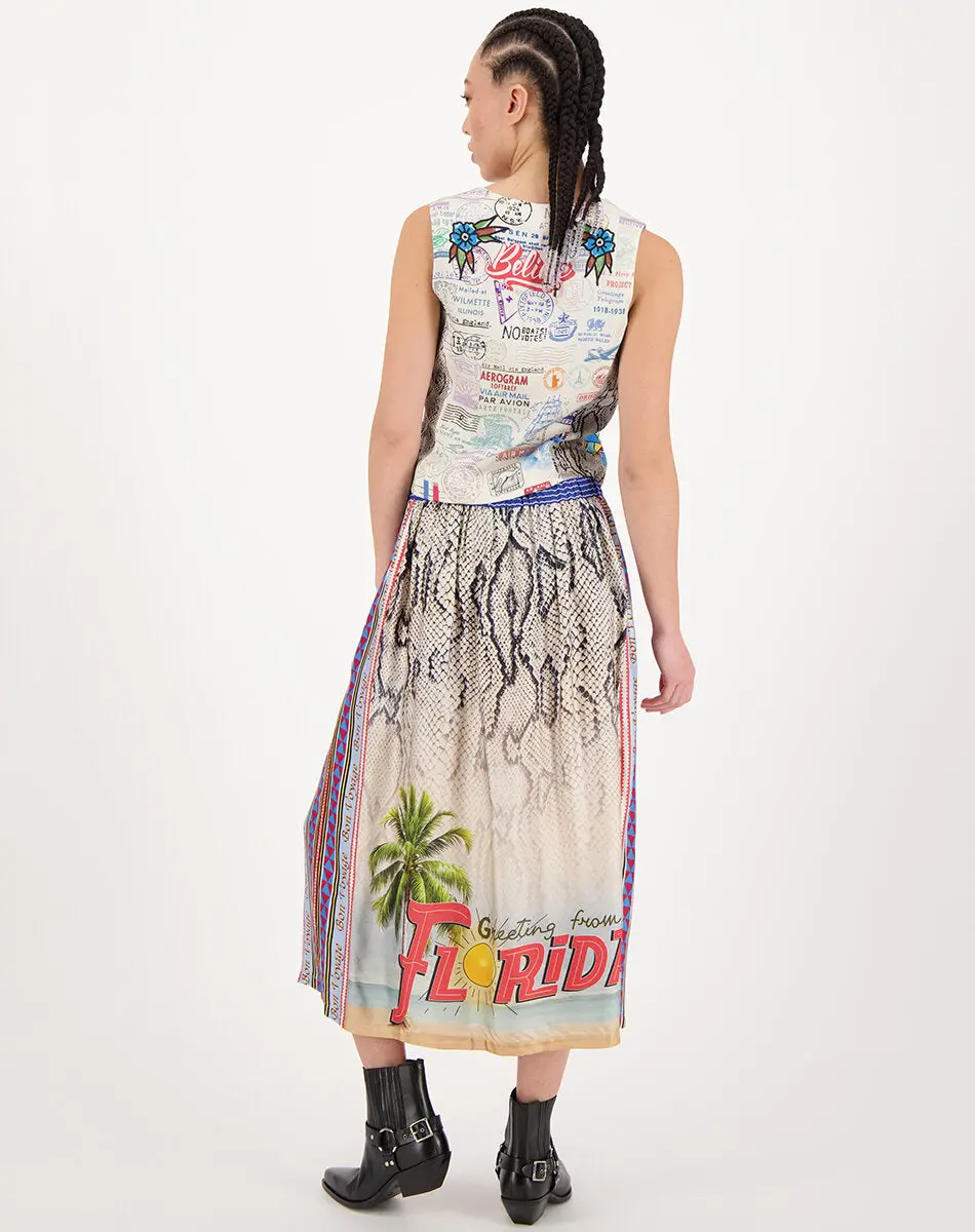 Me369 Vanessa Printed Snake Midi Skirt 2
