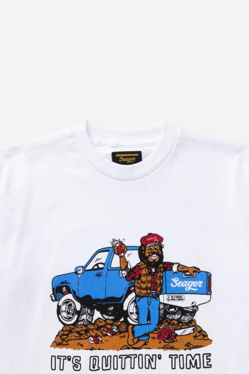 Seager Quittin' Time Heavyweight Tee In White 2
