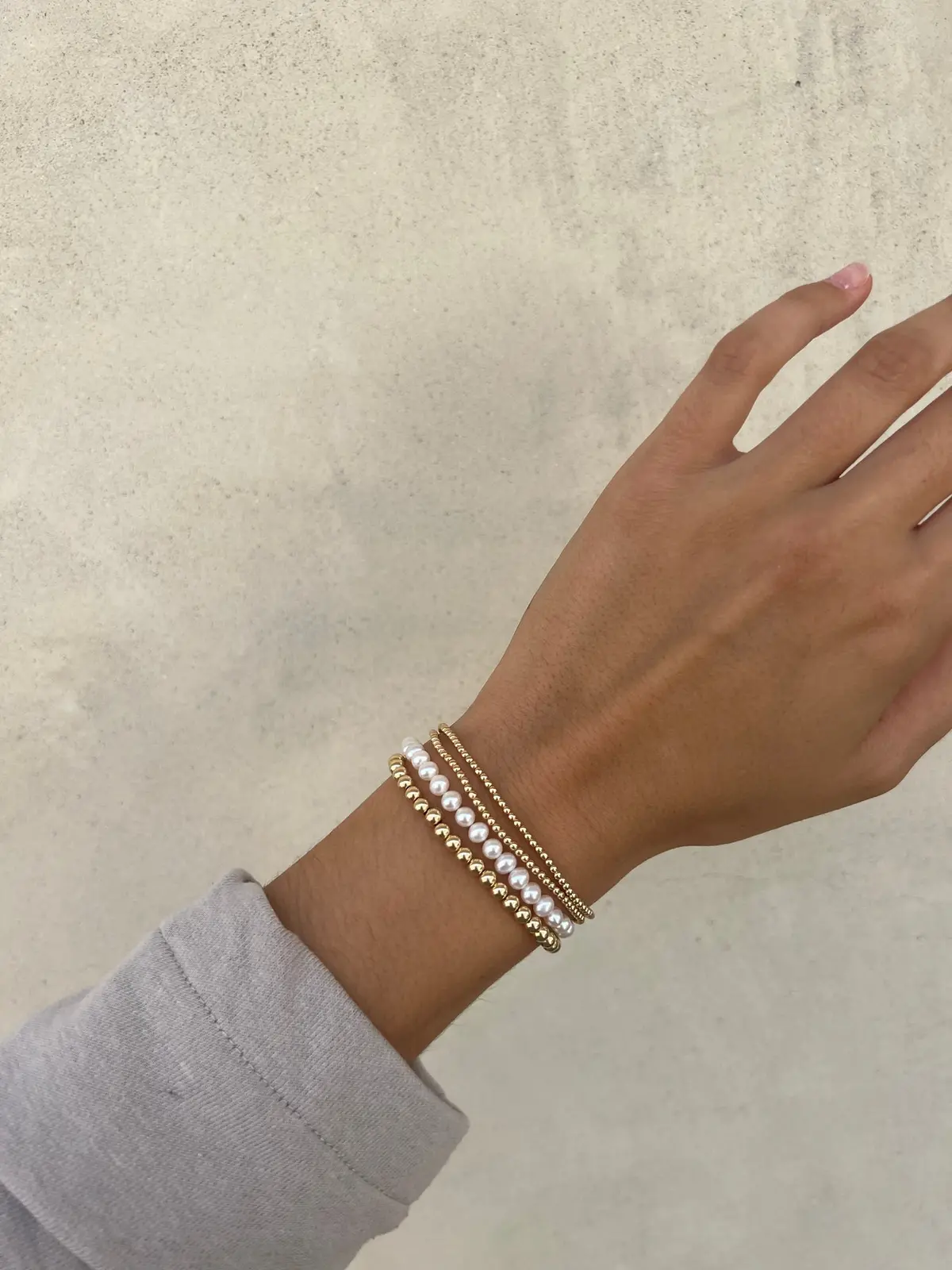 2Mm Yellow Gold Filled Bracelet With White Pearl 2
