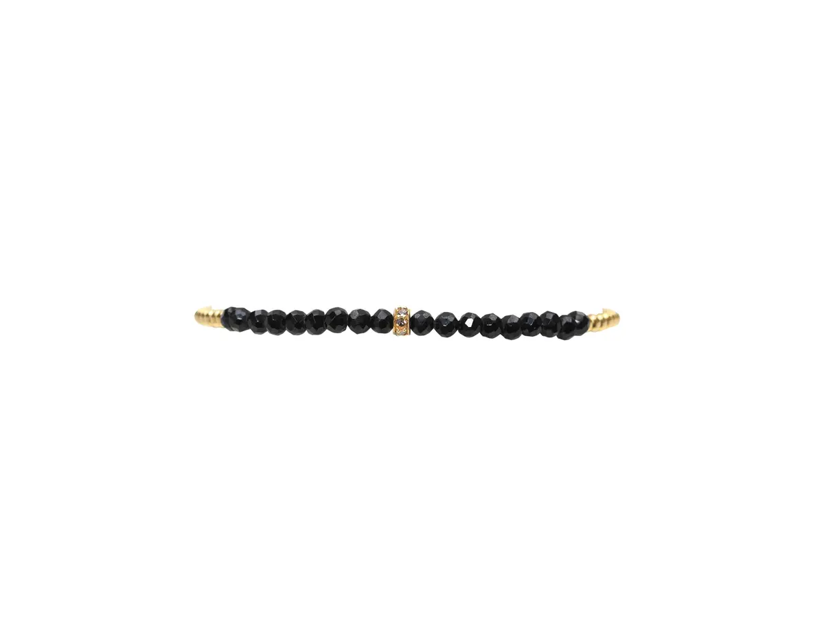 2Mm Yellow Gold Filled Bracelet With Spinel And Diamond Rondelle 1