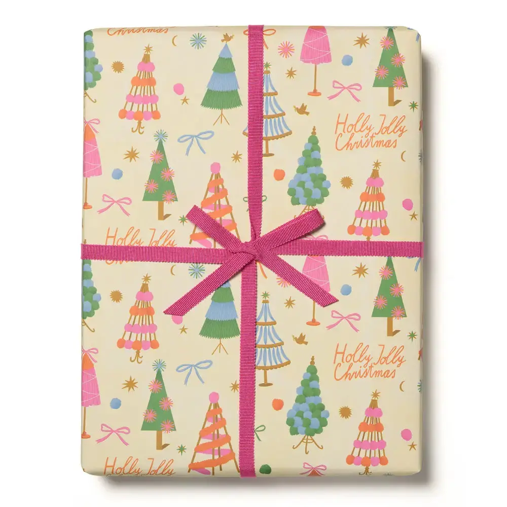 Holly Jolly Trees Gift Wrapping Paper 1