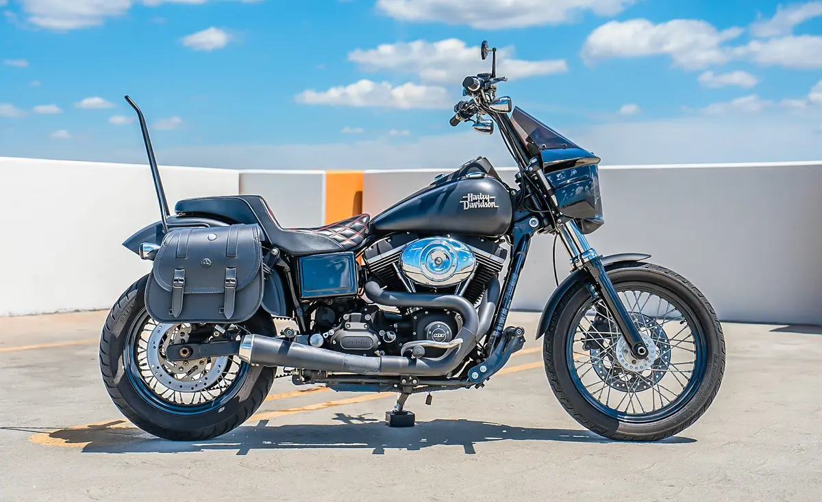 30L - Wraith Large Quick-Mount Shock Cutout Leather Saddlebags For Harley Dyna Fat Bob Fxdf/Se 2