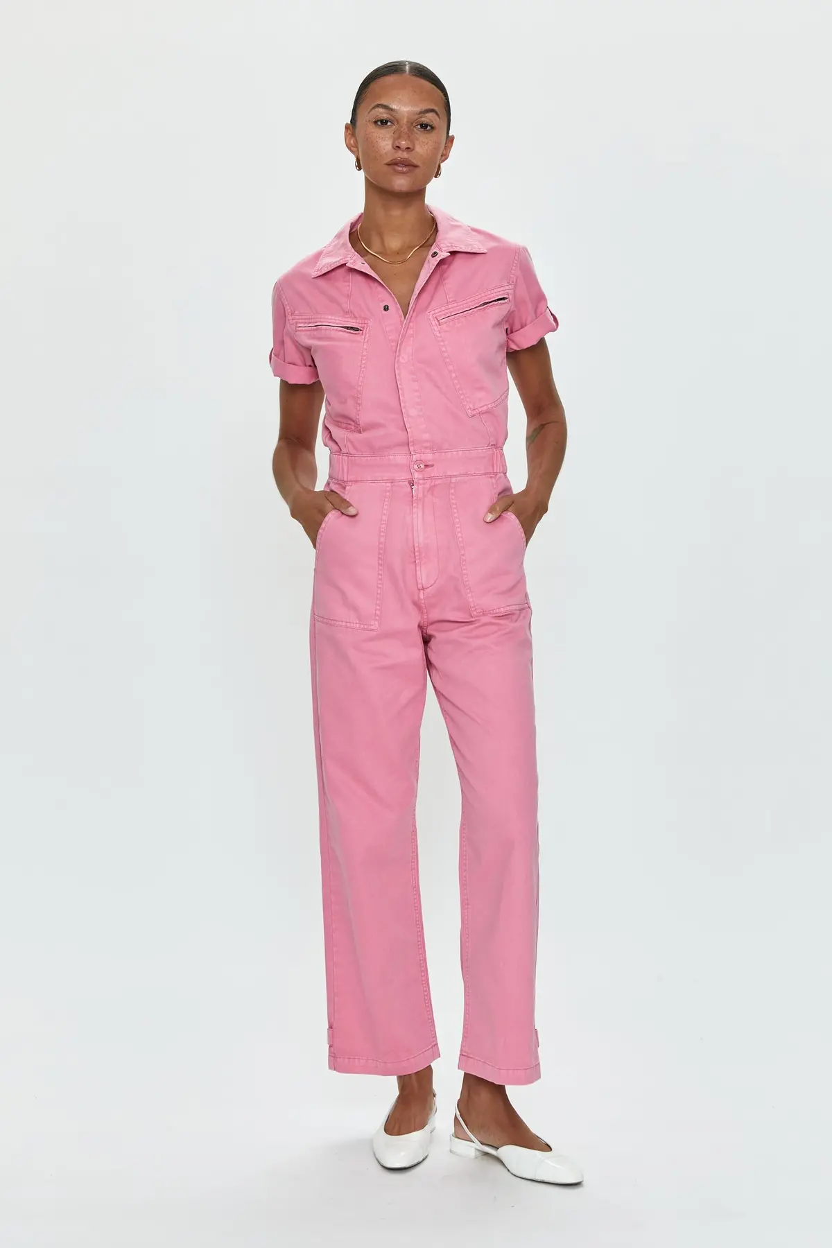 Pistola Campbell Aviator Flight Jumpsuit In Peony Pink 2