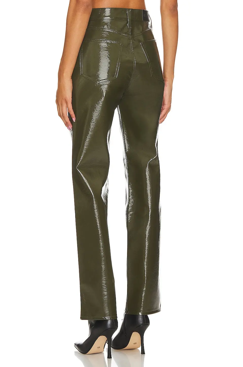 Pistola Cassie Super High Rise Straight Pants In Olive Vinyl 4