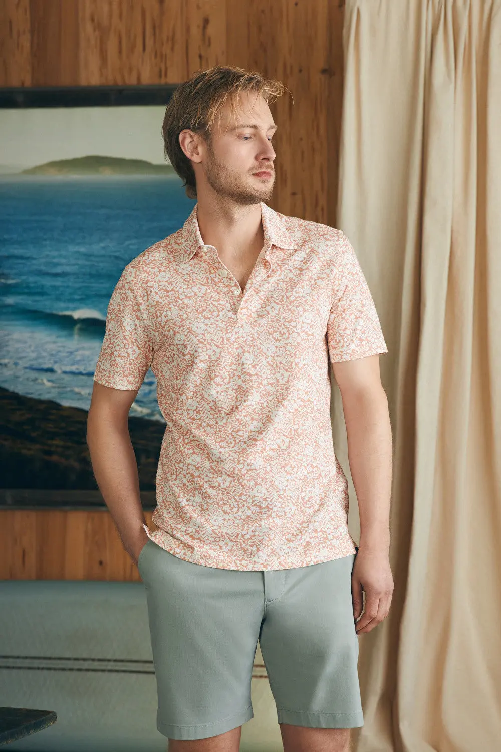 Faherty Movement Short-Sleeve Pique Polo Shirt In Hilo Rose Floral Print 3
