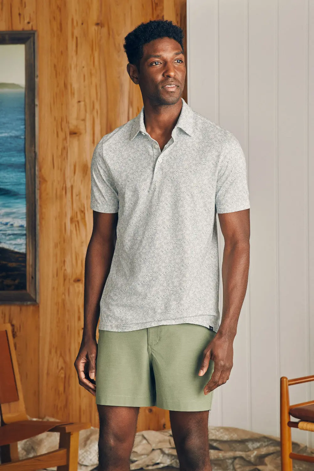 Faherty Movement Short-Sleeve Pique Polo Shirt In Sky Canopy Print 2