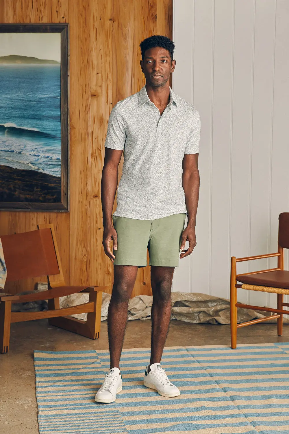 Faherty Movement Short-Sleeve Pique Polo Shirt In Sky Canopy Print 4