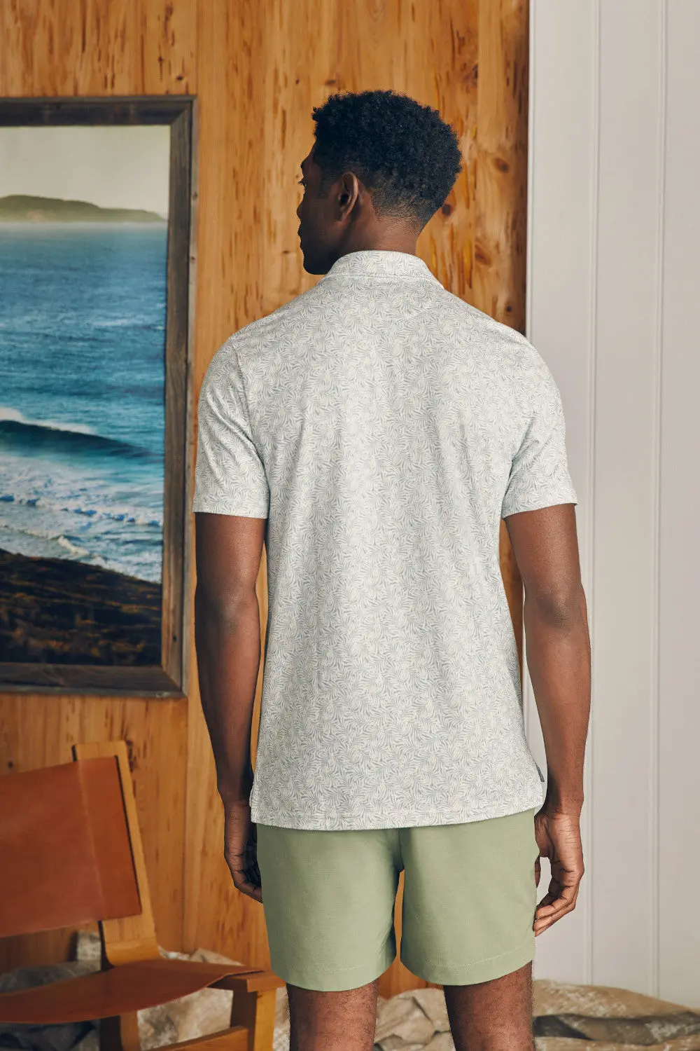 Faherty Movement Short-Sleeve Pique Polo Shirt In Sky Canopy Print 5