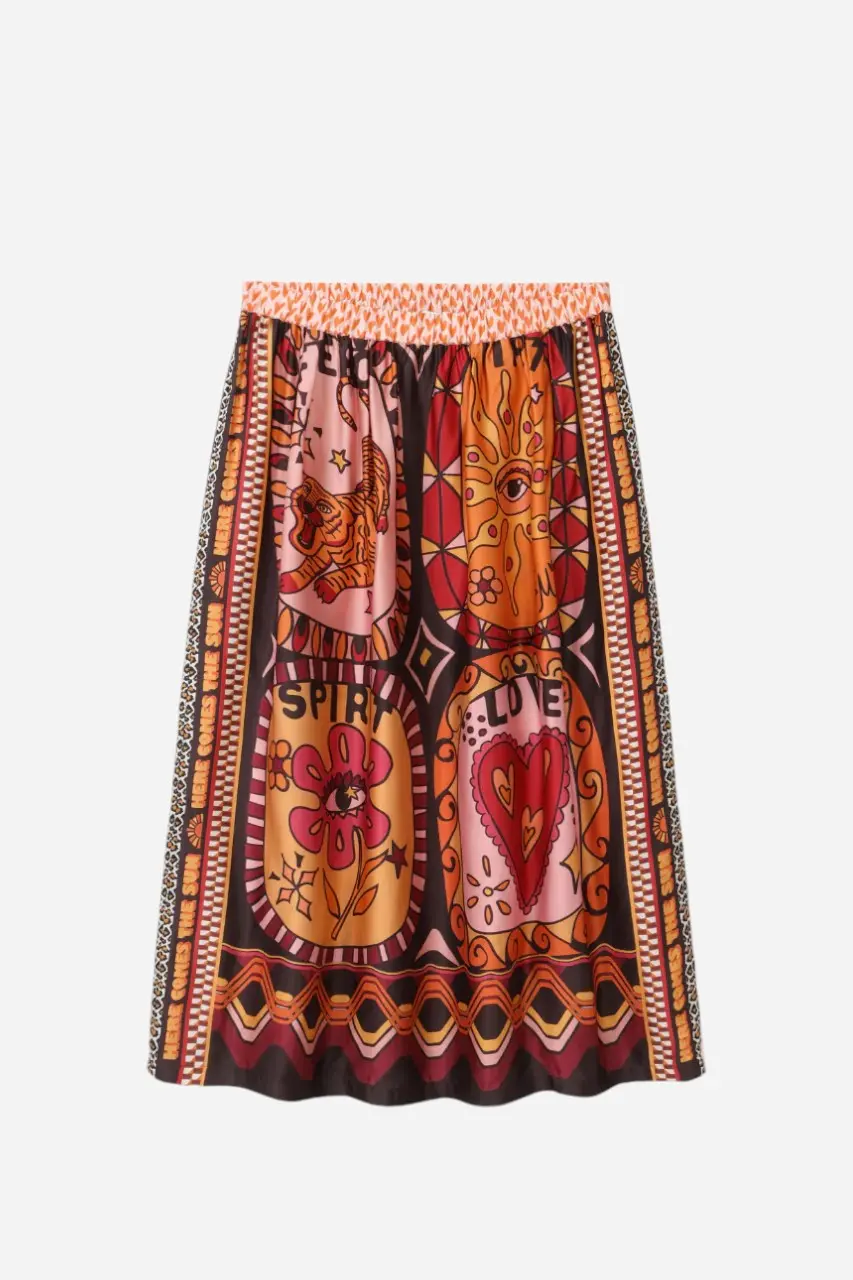 Me369 Vanessa Printed Midi Skirt Sunset 1