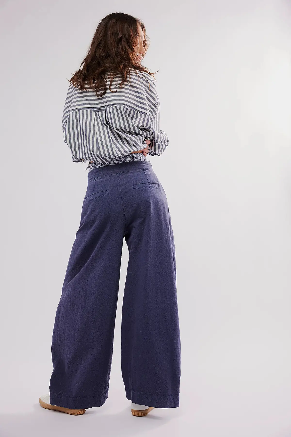 Free People Tegan Washed Barrel Trousers In Midnight Rain 2
