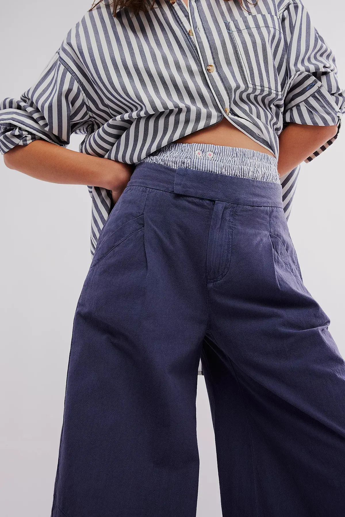 Free People Tegan Washed Barrel Trousers In Midnight Rain 3