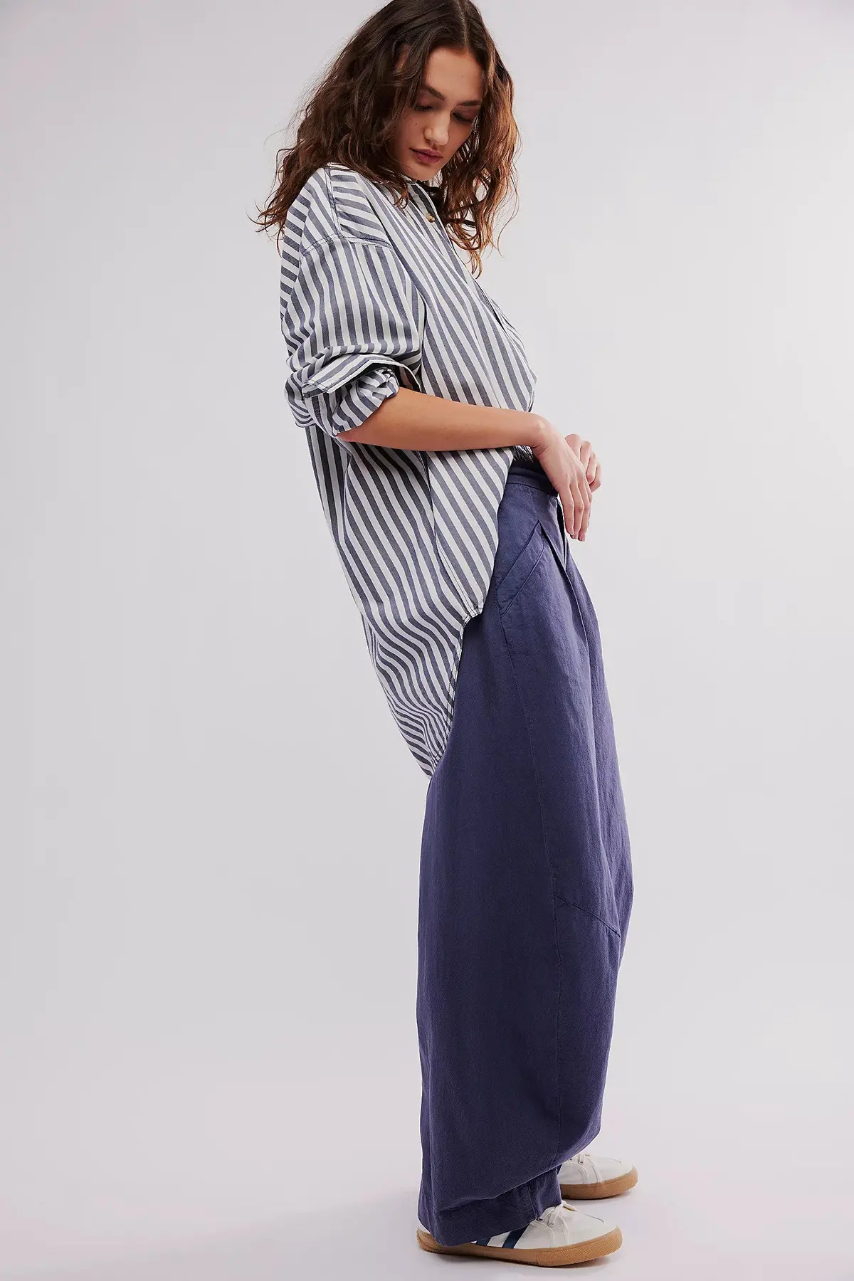 Free People Tegan Washed Barrel Trousers In Midnight Rain 4