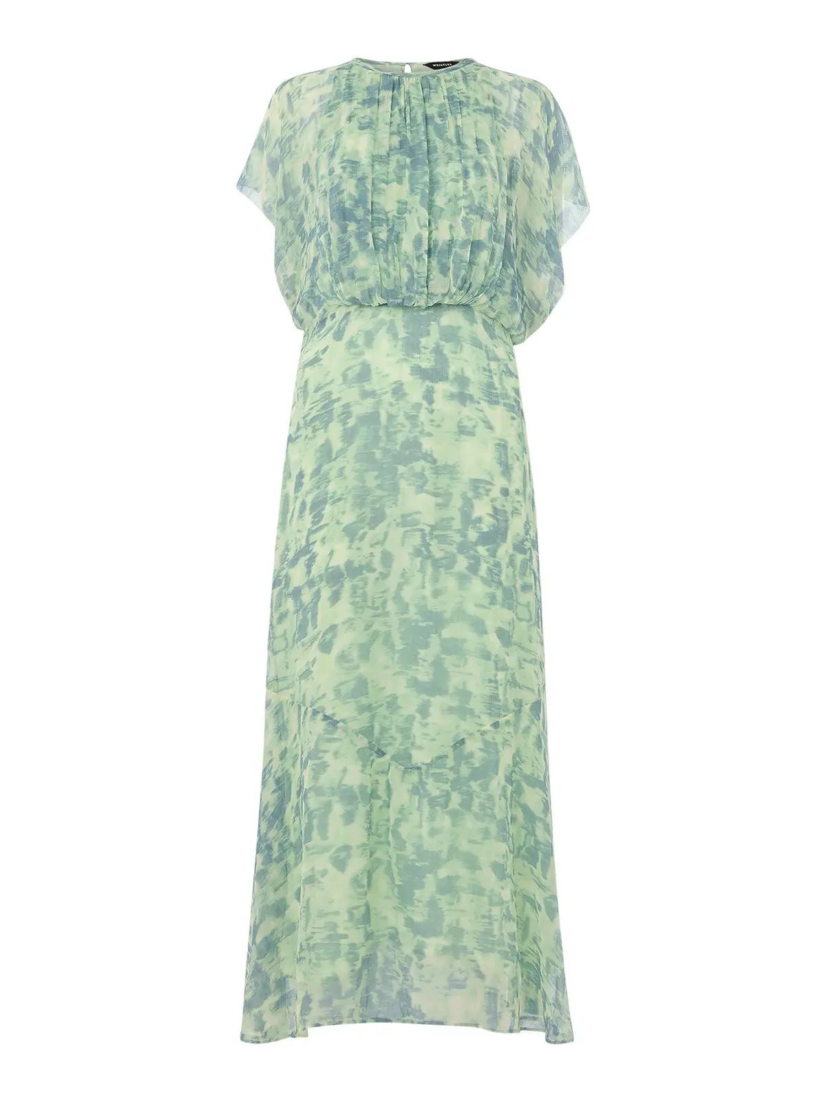 Green/Multi Dashed Brush Marks Midi Dress 1