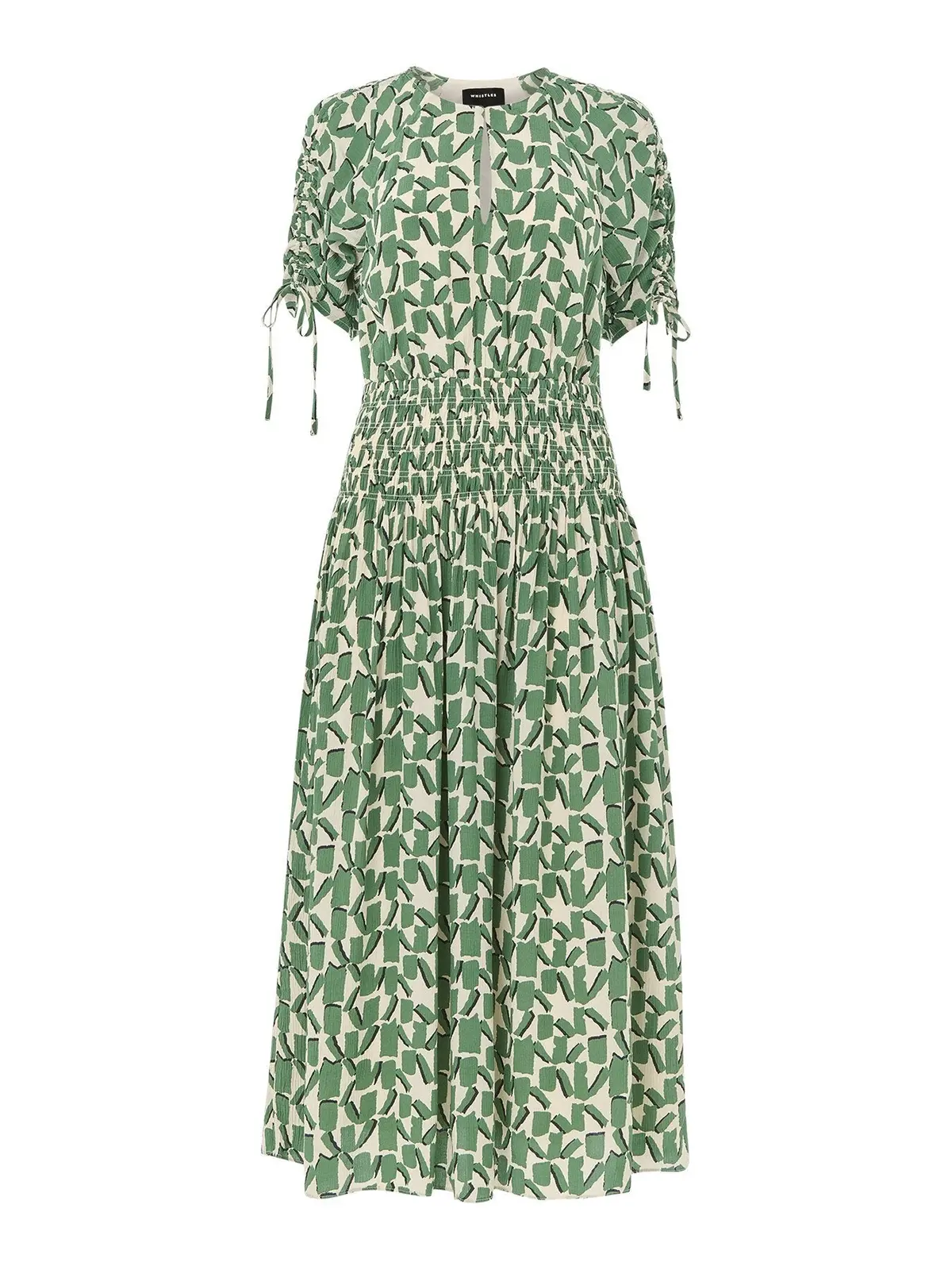 Ivory/Multi Abstract Squares Midi Dress 1