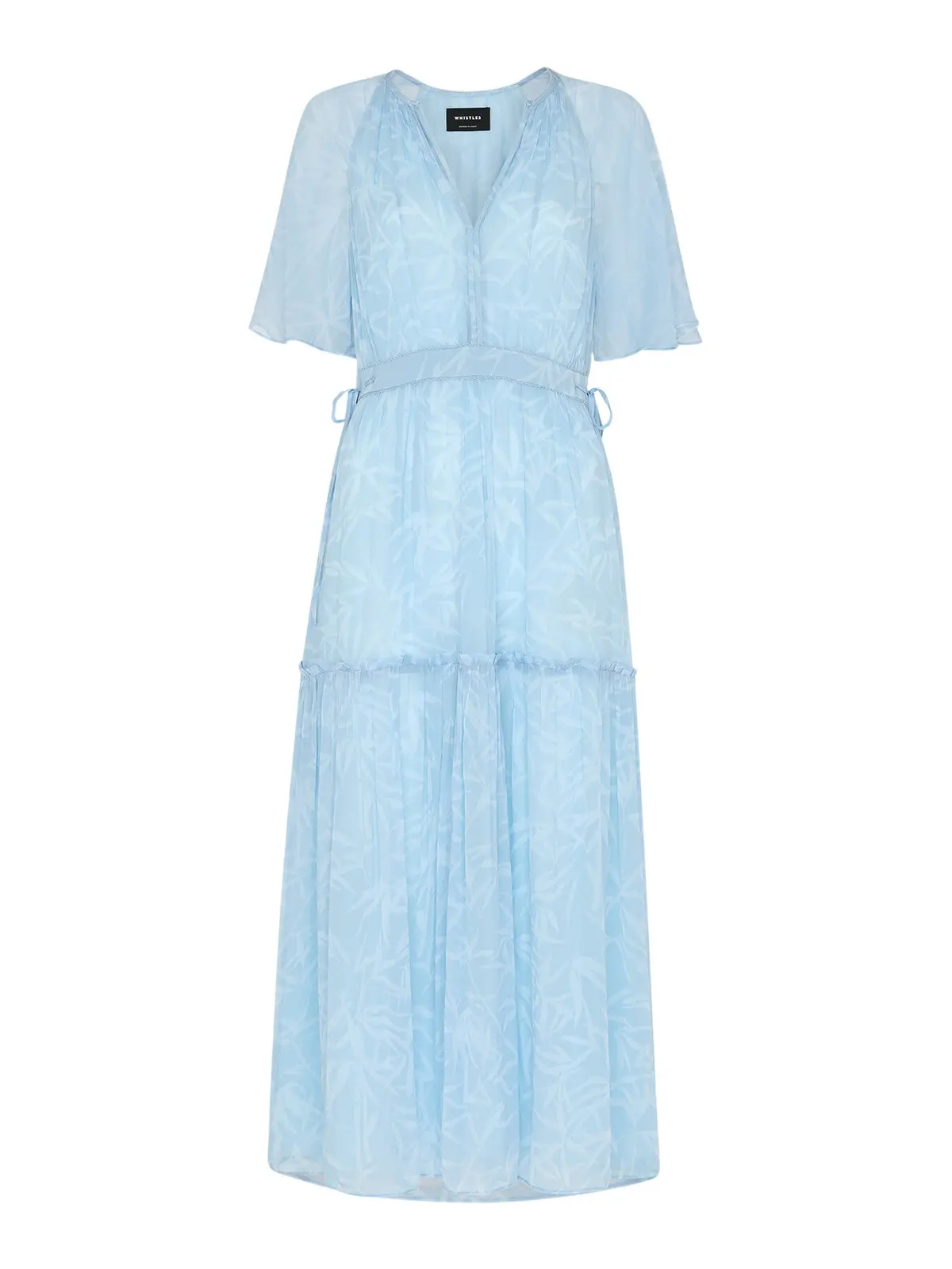 Blue/Multi Bamboo Leaves Gathered Dress 1