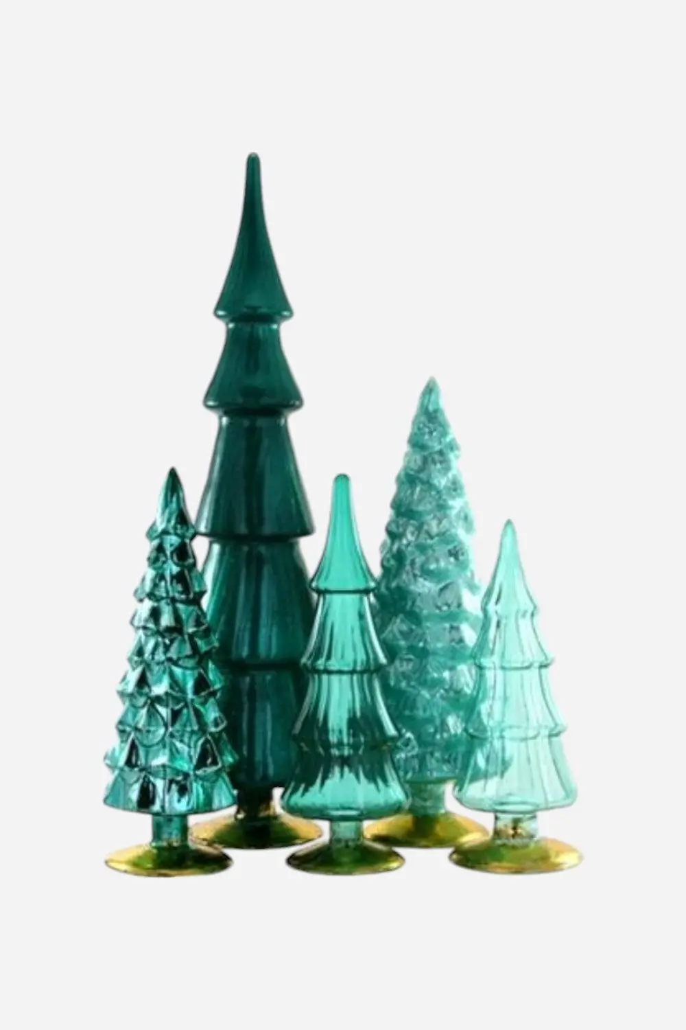 Teal Hue Trees - Set Of 5 1