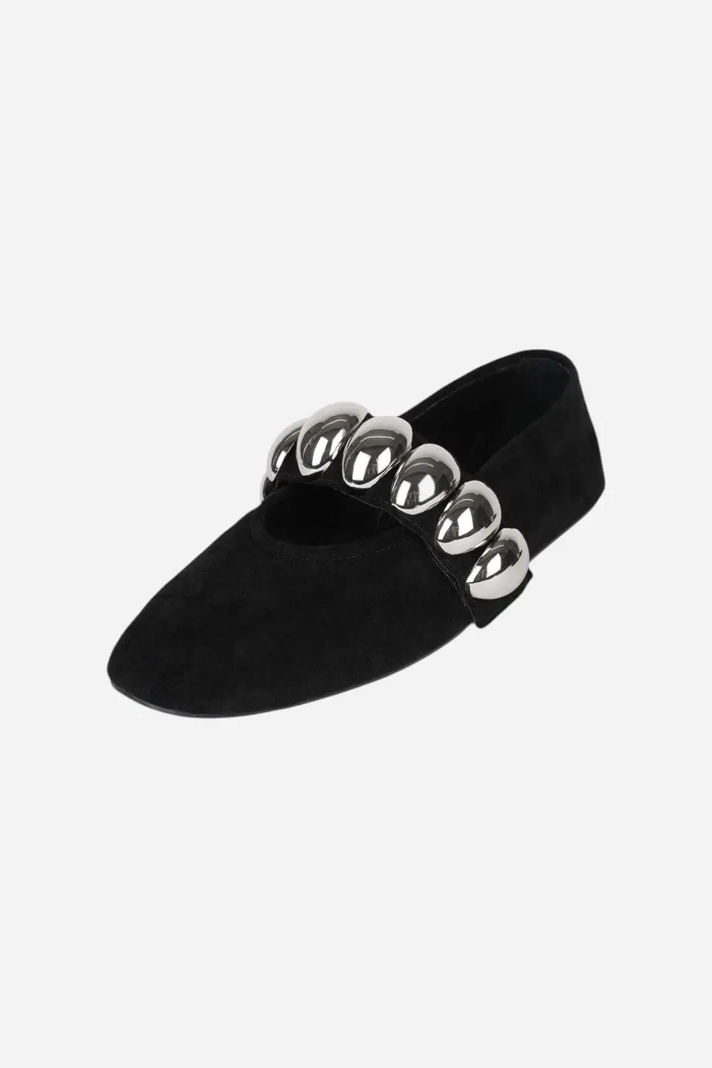 Jeffrey Campbell Ballet-Sd Flats In Black Suede Silver 2