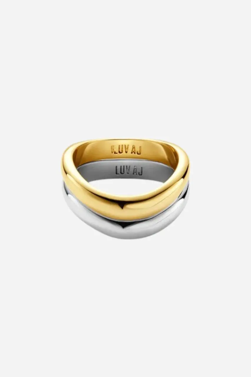 Luv Aj Two-Tone Wave Ring Set 8 1
