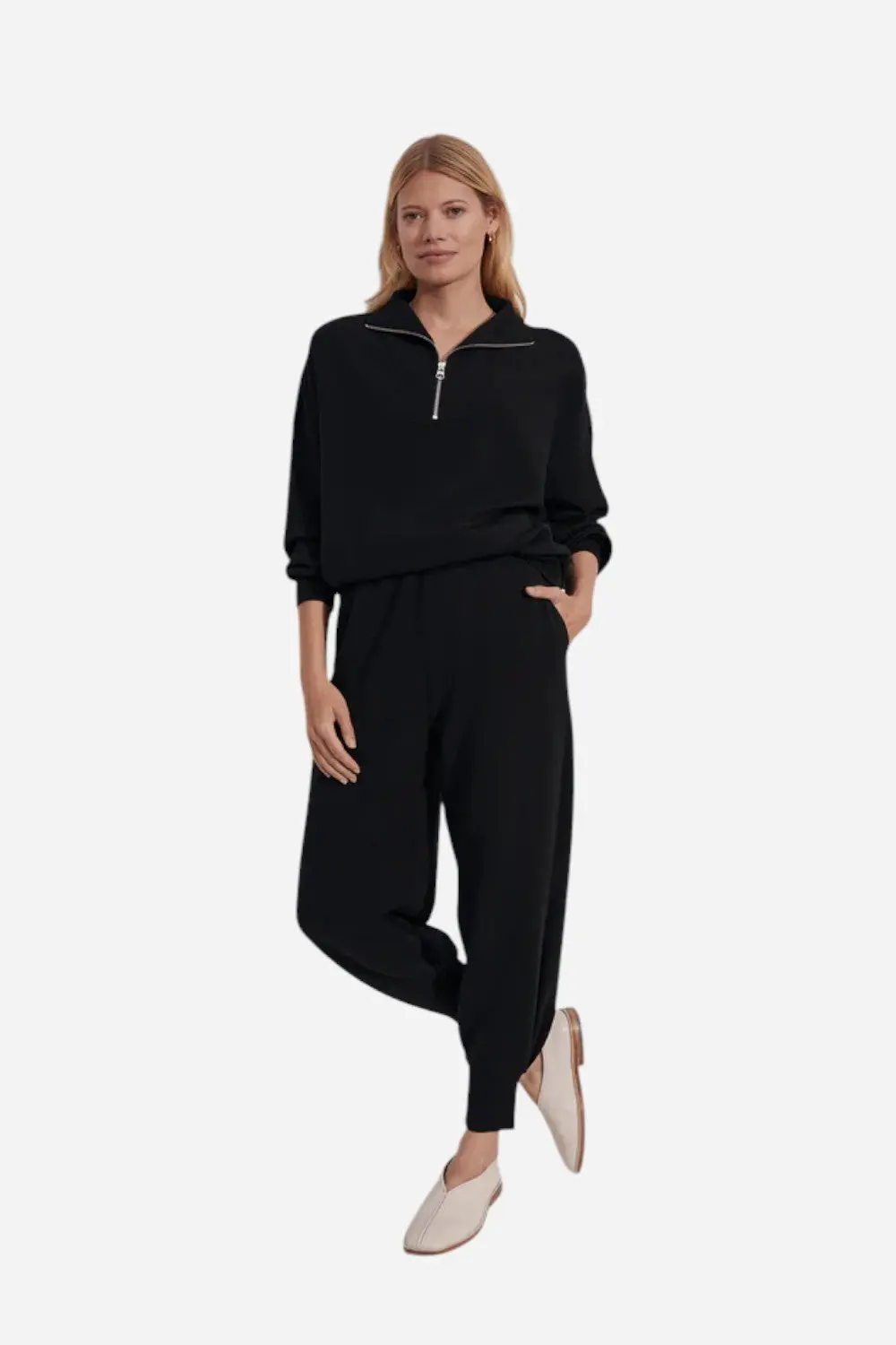 Varley Hawley Half Zip Sweatshirt In Black 3