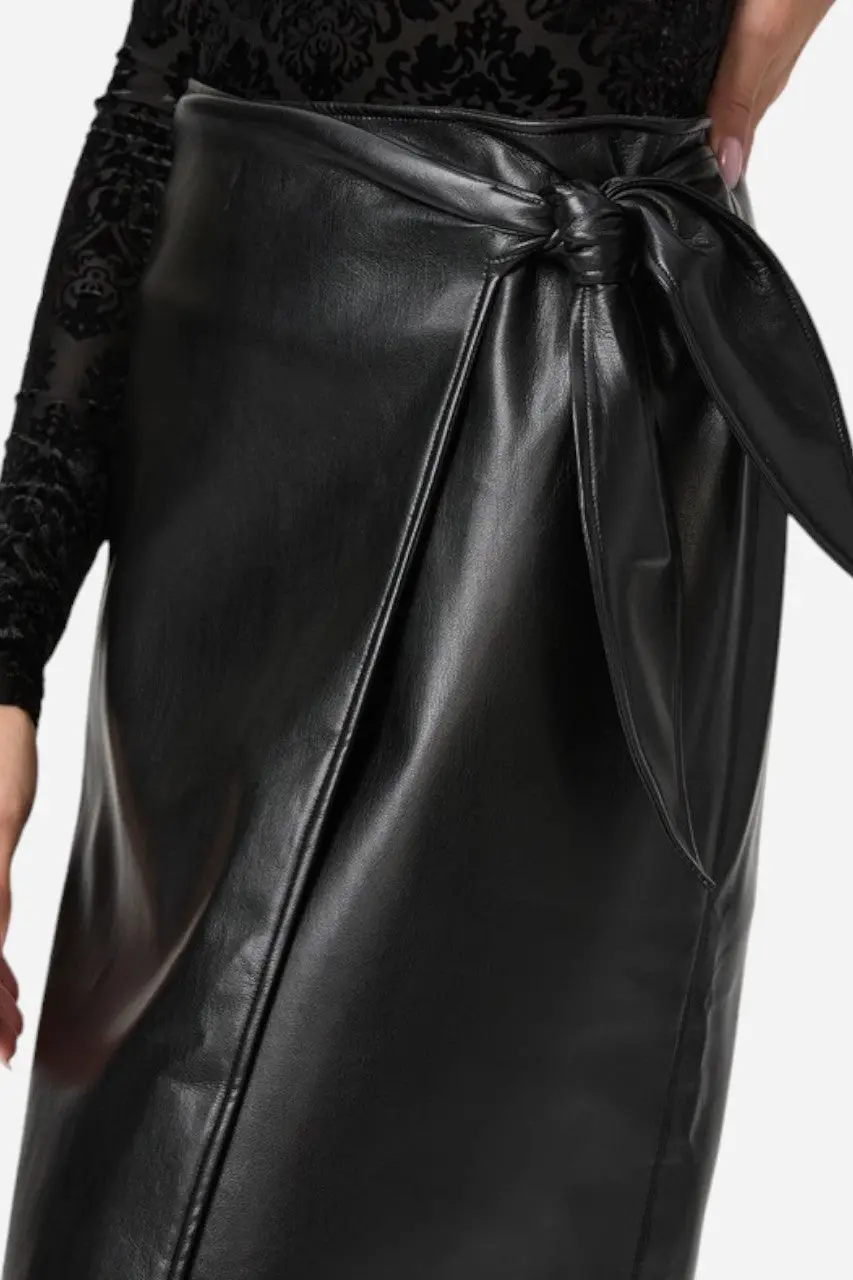 Paige Ogden Skirt Black Faux Leather 4