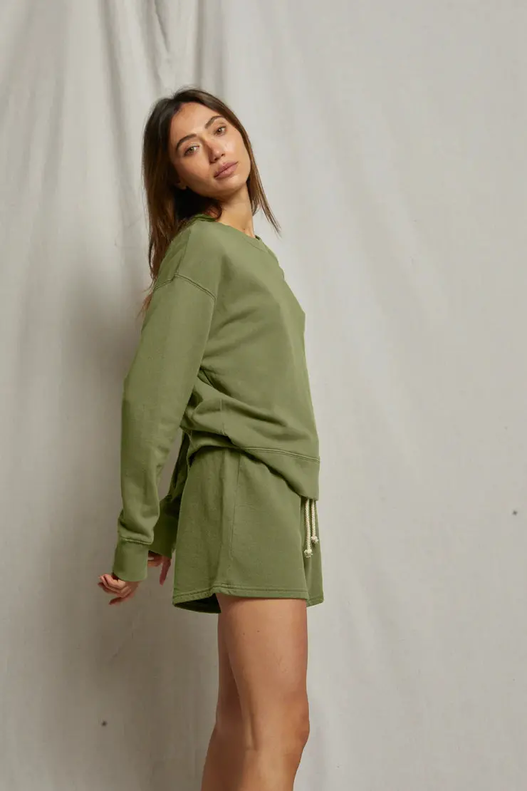 Perfect White Tee Layla French Terry Sweatshorts In Safari 3