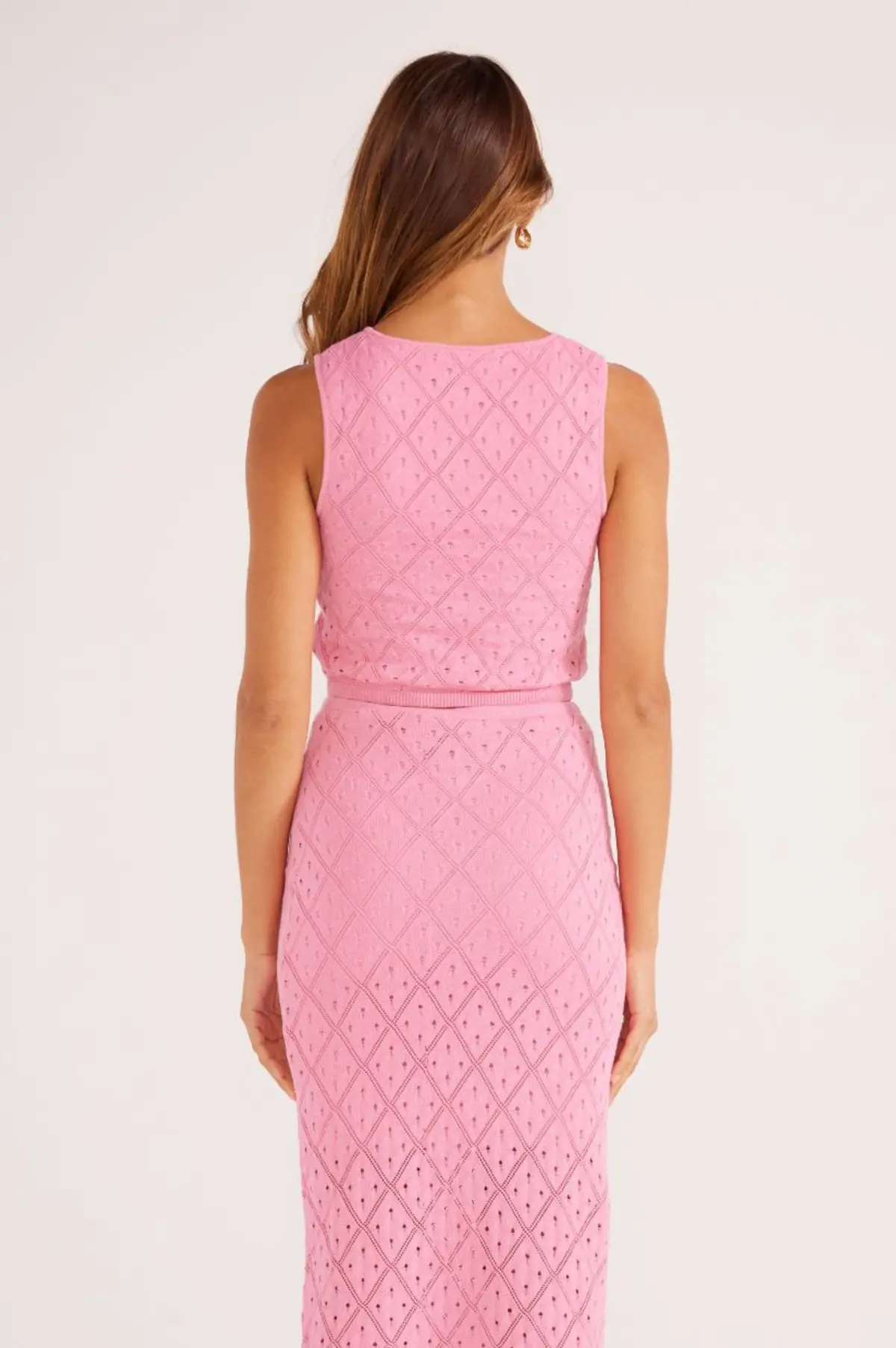 Minkpink Solano Diamond Knit Midi Skirt In Hot Pink 3