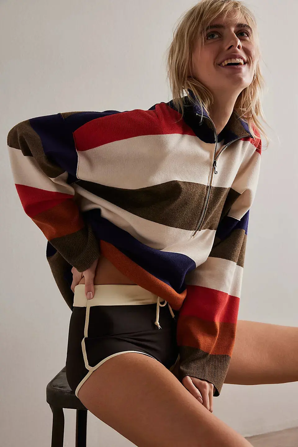 Free People Coastal Stripe Pullover In Set Sail Combo 2