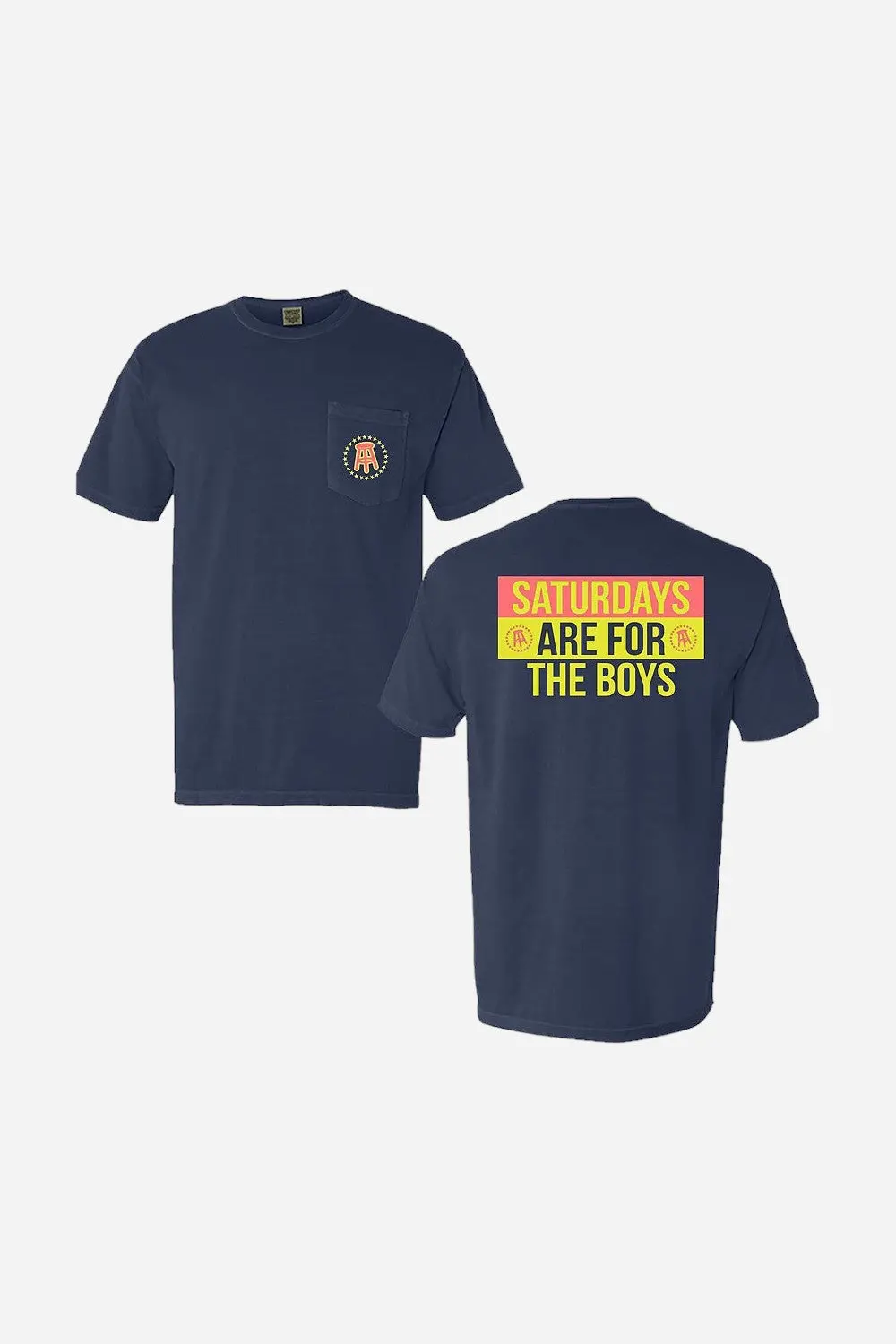 Old Row Saturdays Are For The Boys Neton Pocket Tee In Navy 1