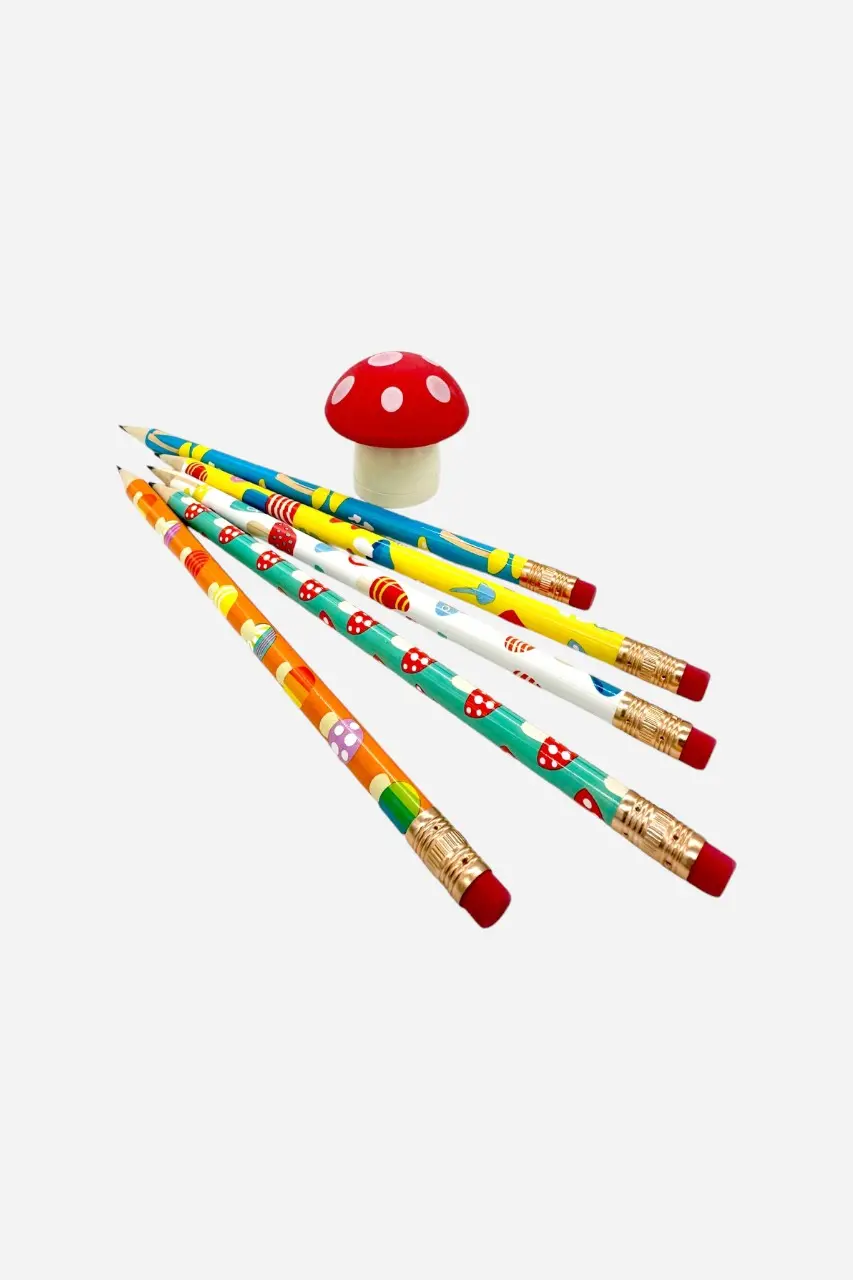 Snifty Writer's Workshop Mushroom Pencils And Sharpener Set 1