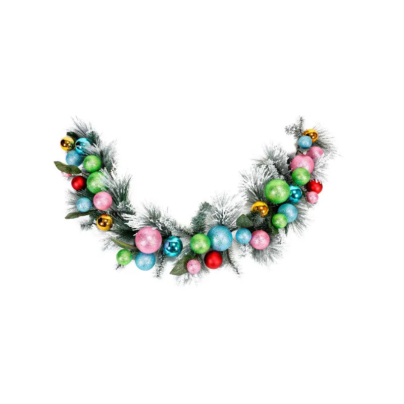 50'S Snowy Garland With Ornaments, 68'' 1